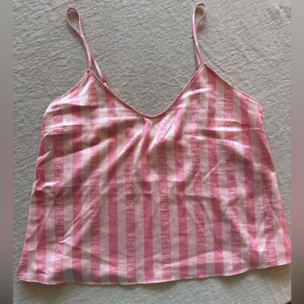 Y2K Victoria's Secret Logo Striped PJ Top